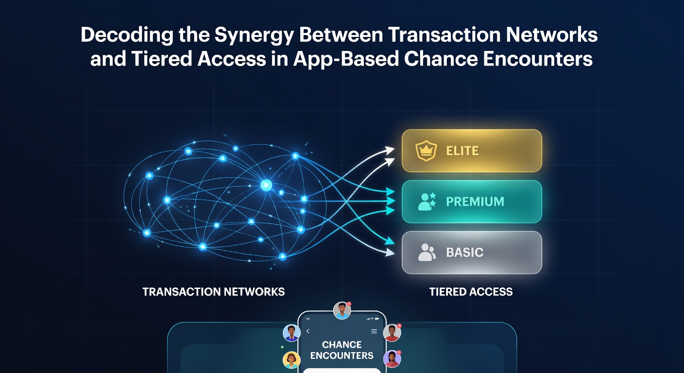 Illustration of interconnected transaction networks and tiered user access levels within mobile chance encounter applications