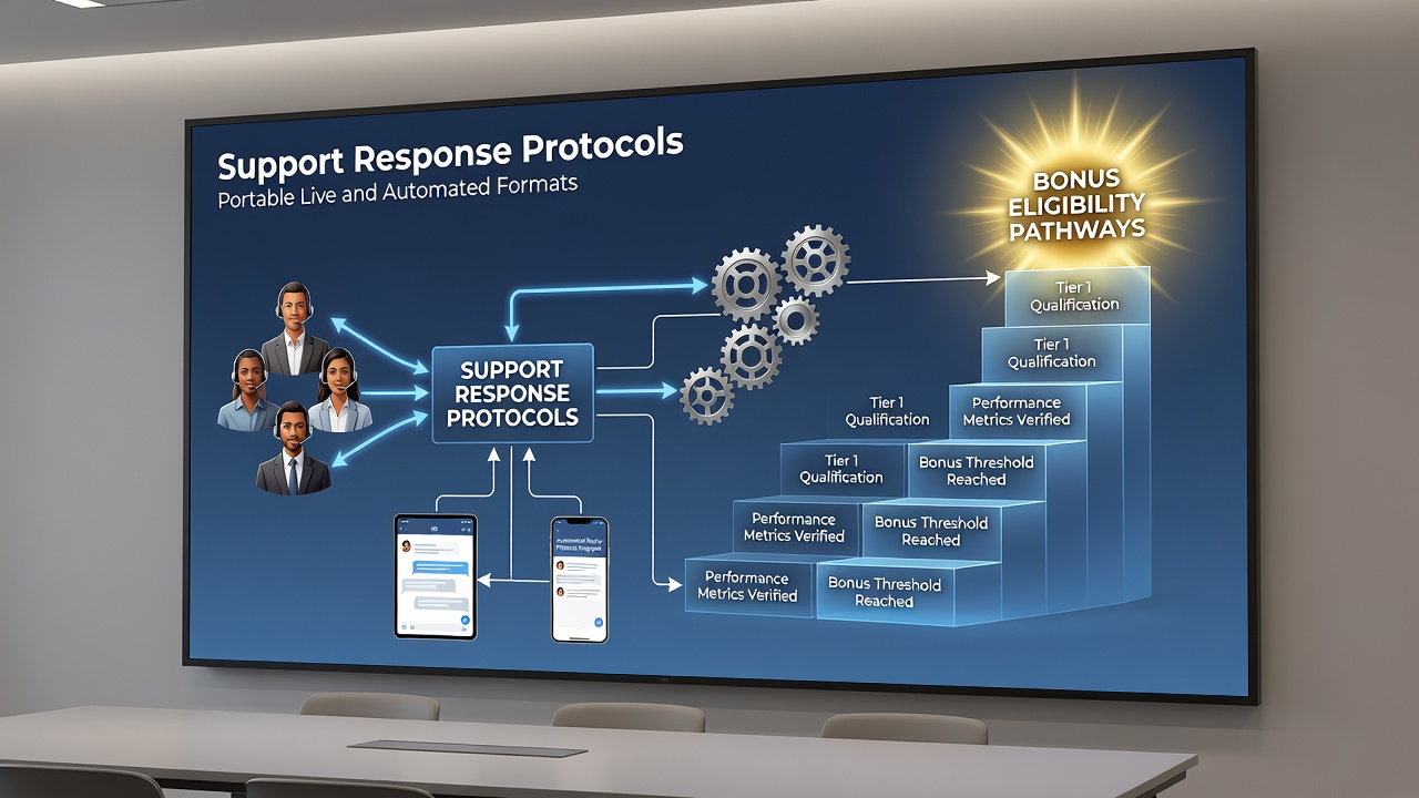 Support dashboard displaying response metrics for bonus eligibility in mobile live and automated gaming